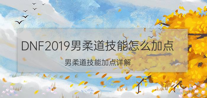 DNF2019男柔道技能怎么加点 男柔道技能加点详解